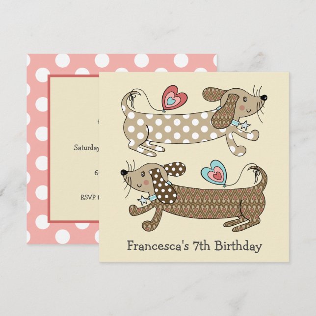 Convite de Aniversário Personalizado para Canina d (Frente/Verso)