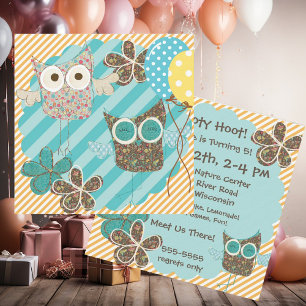 Convite de Aniversário Personalizado para Hoot Ow