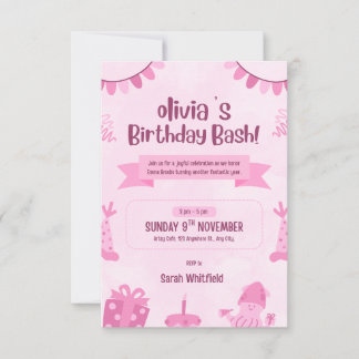 Convite de Aniversário Personalizado para Menina