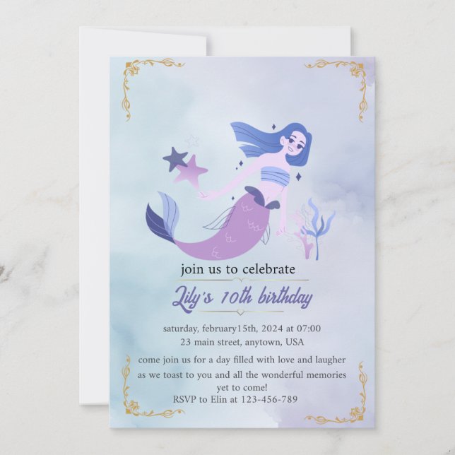 convite de aniversário personalizado para rapariga (Frente)