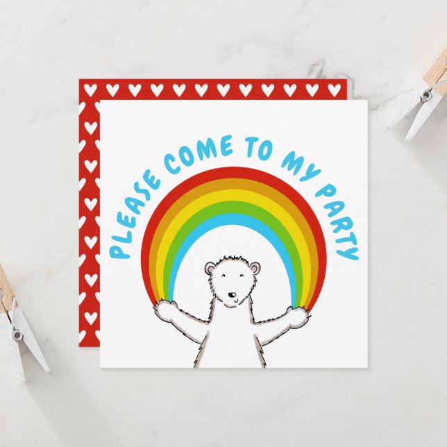 Convite de Aniversário Personalizado para Urso Pol (Frente/Verso In Situ)
