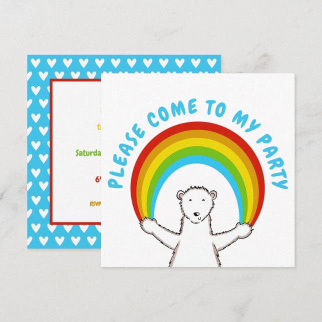 Convite de Aniversário Personalizado para Urso Pol (Frente/Verso)