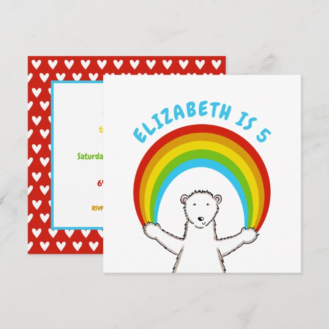 Convite de Aniversário Personalizado para Urso Pol (Frente/Verso)