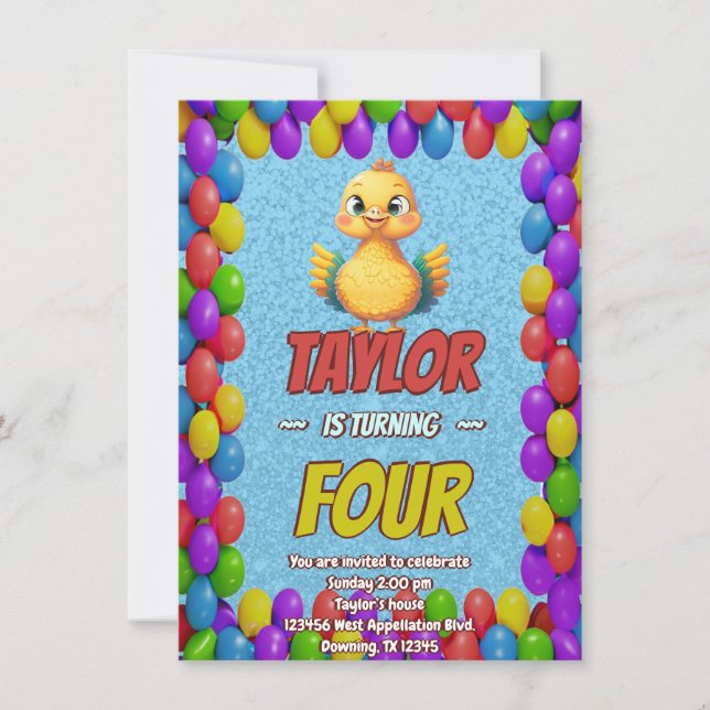 Convite de Aniversário Personalizado Turquia Único (Frente)