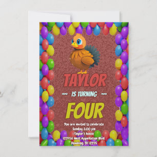 Convite de Aniversário Personalizado Turquia Único