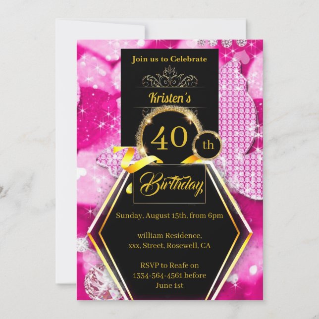 Convite de aniversário personalizável (Frente)