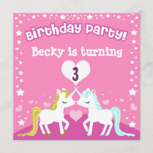 Convite de Aniversário Personalizável do Unicór