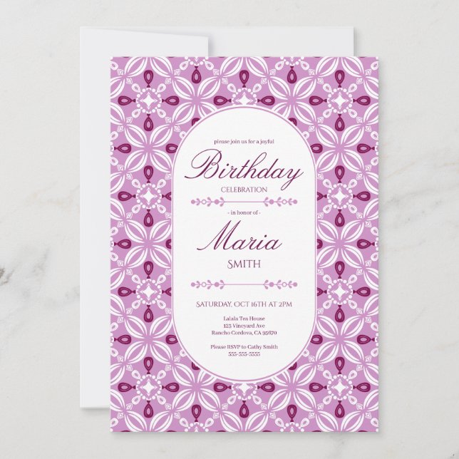 Convite de Aniversário Personalizável em Petaline (Frente)