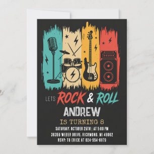Convite de Aniversário Pessoal de Rock and Roll