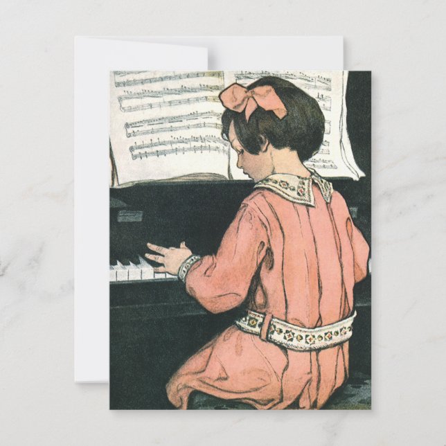 Convite de aniversário Pianista da Vintage Girl (Frente)