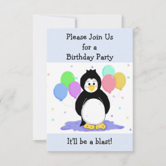 Convite de Aniversário Pinguim e Balões