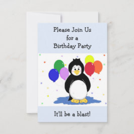 Convite de Aniversário Pinguim e Balões