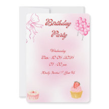 Convite de Aniversário Pink Coquette com Laços Fof