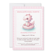 Convite de Aniversário Pink Dino-Mite para Festa n