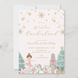 Convite de Aniversário Pink Nutcracker Winter Oned