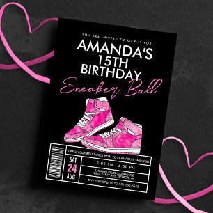 Convite de Aniversário Pink Sneaker Ball