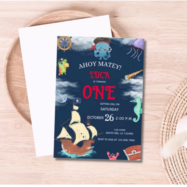 Convite de aniversário Pirata (Pirate Birthday Invitation )