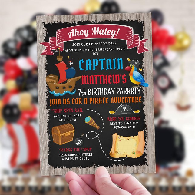 Convite de aniversário pirata Ahoy Matey (Criador carregado)