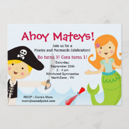 Convite de aniversário Pirata e Sereia