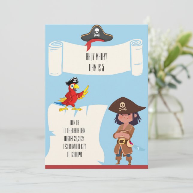 CONVITE DE ANIVERSÁRIO PIRATE (Em pé/Frente)