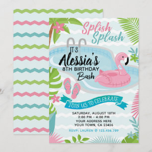 Convite de aniversário piscina