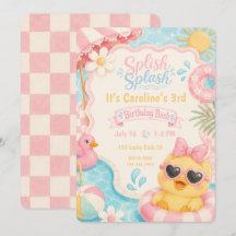 Convite de Aniversário Piscina de Pato Splish Spla