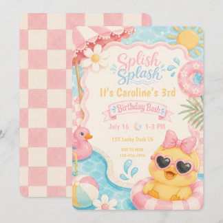 Convite de Aniversário Piscina de Pato Splish Spla