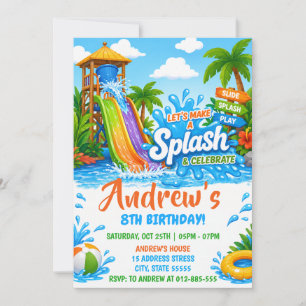 Convite de Aniversário Piscina de Verão Kids Water