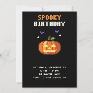 Convite de Aniversário Pixel Art Assustador de Hal