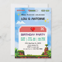 Convite de Aniversário Pixel Gamer