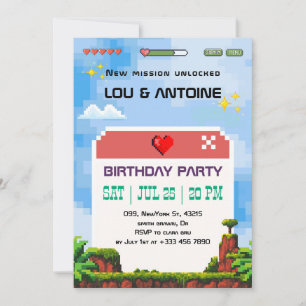 Convite de Aniversário Pixel Gamer