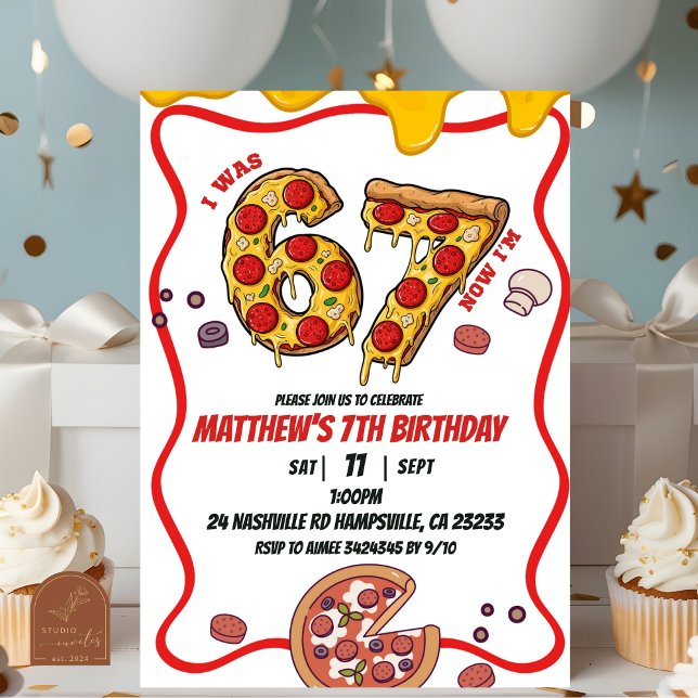 Convite de aniversário Pizza 67 (Criador carregado)