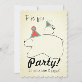 Convite de aniversário Polar Bear & Puffin 