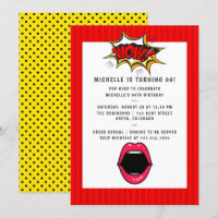 Convite de Aniversário Pop Art em Quadrinhos