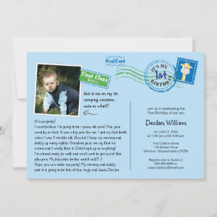 Convite de aniversário postal divertido