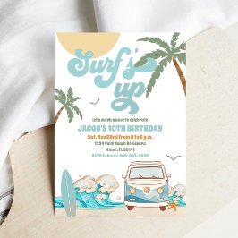 Convite de Aniversário Praia de Surfe