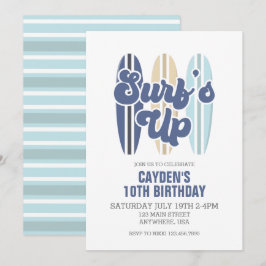 Convite de Aniversário Praia de Surf's Up Surfboar