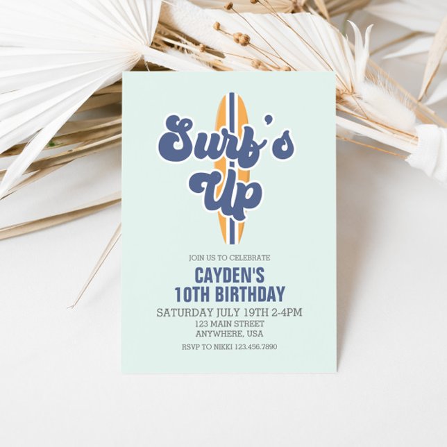 Convite de Aniversário Praia de Surf's Up Surfboar (Criador carregado)