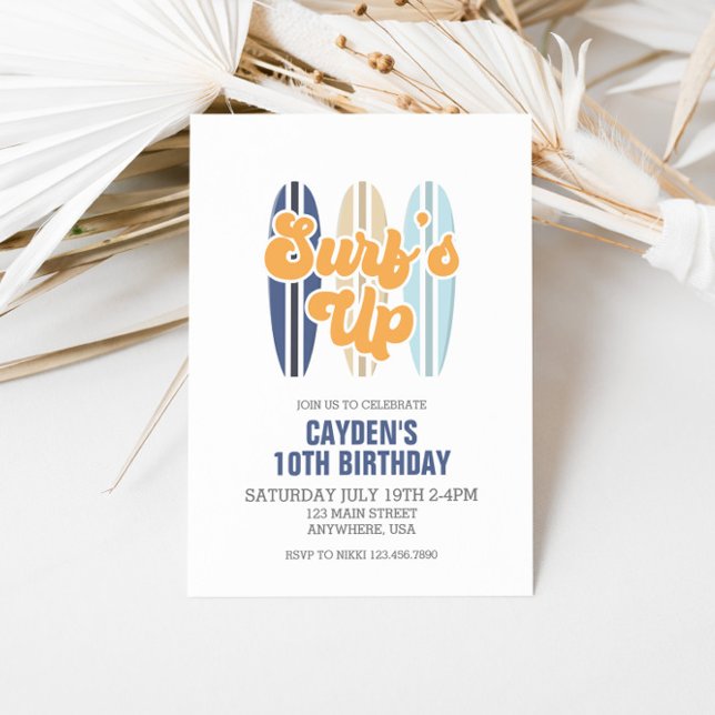 Convite de Aniversário Praia de Surf's Up Surfboar (Criador carregado)