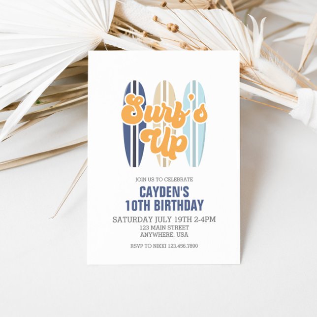 Convite de Aniversário Praia de Surf's Up Surfboar (Criador carregado)