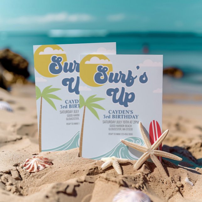 Convite de Aniversário Praia Surfs Up (Criador carregado)