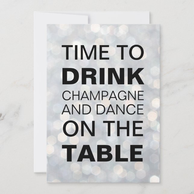 Convite de Aniversário Prata para Beber Champanhe (Frente)