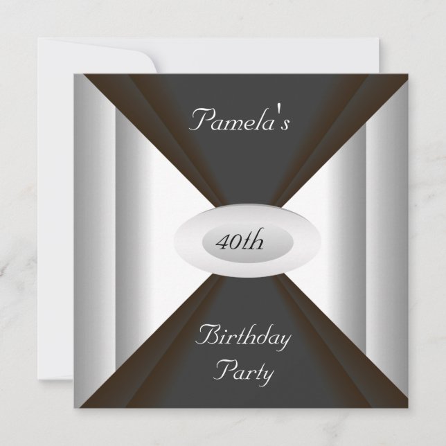Convite de aniversário preto e branco (Frente)