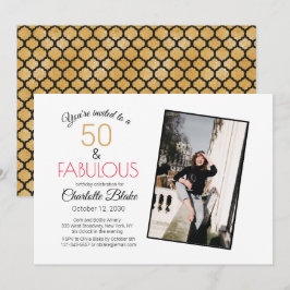 Convite de aniversário preto e Dourado