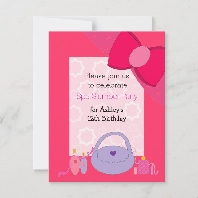 Convite de Aniversário Pretty Bow Spa (Frente)