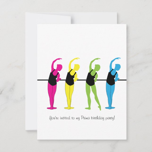 Convite de aniversário Prima Ballerina (Frente)
