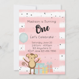 Convite de aniversário - primeiro aniversario rosa