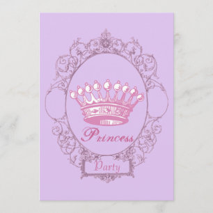 Convite de aniversário Princesa de Coroa Roxa