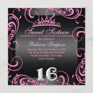 Convite de Aniversário Princesa Doce 16 Rosa Neon