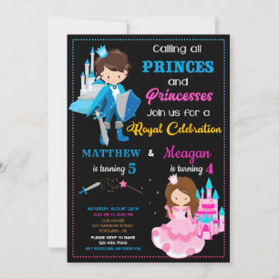 Convite de aniversário princesa e princesa Festa d